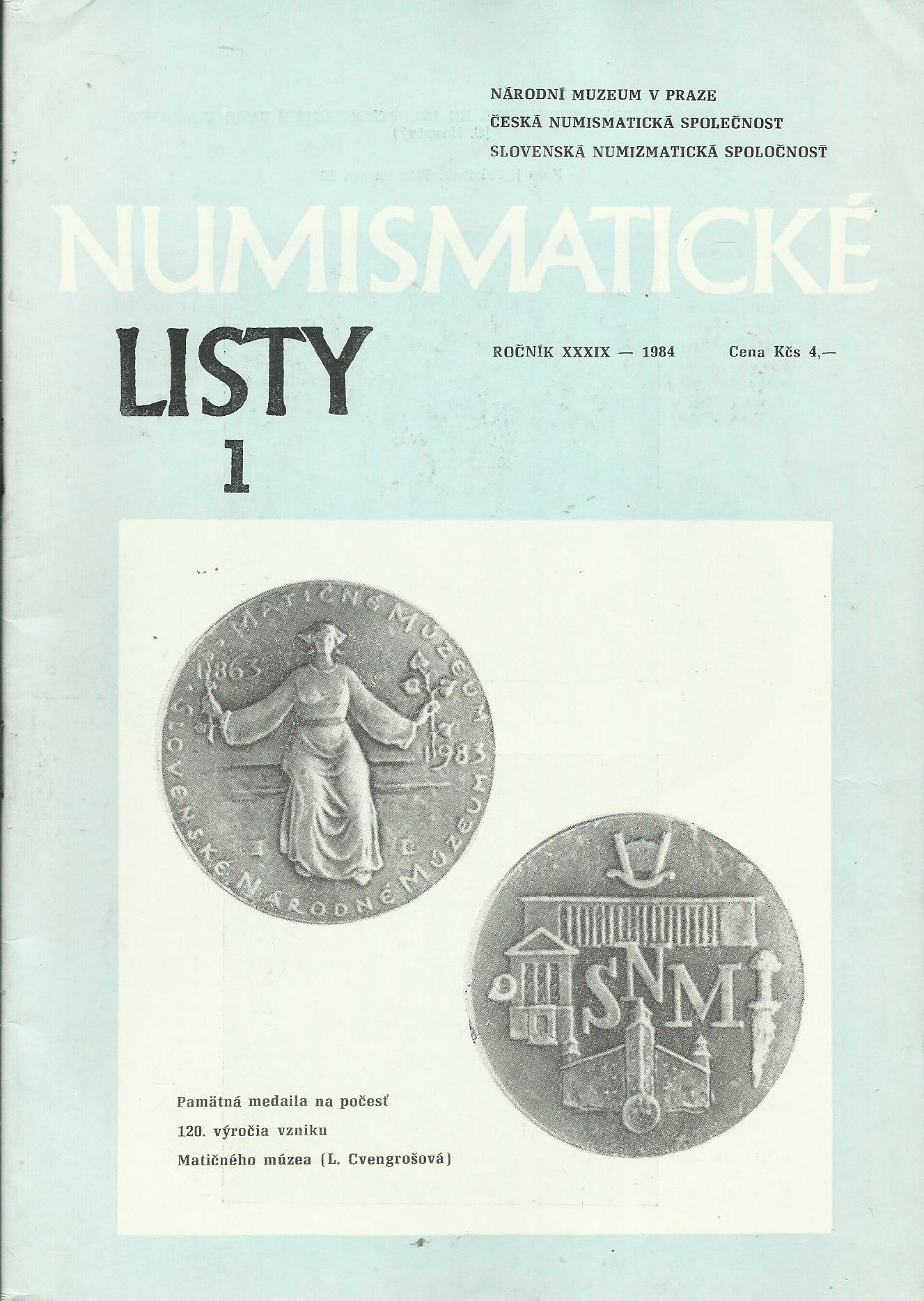 Numismatické listy 1-6/ 1984