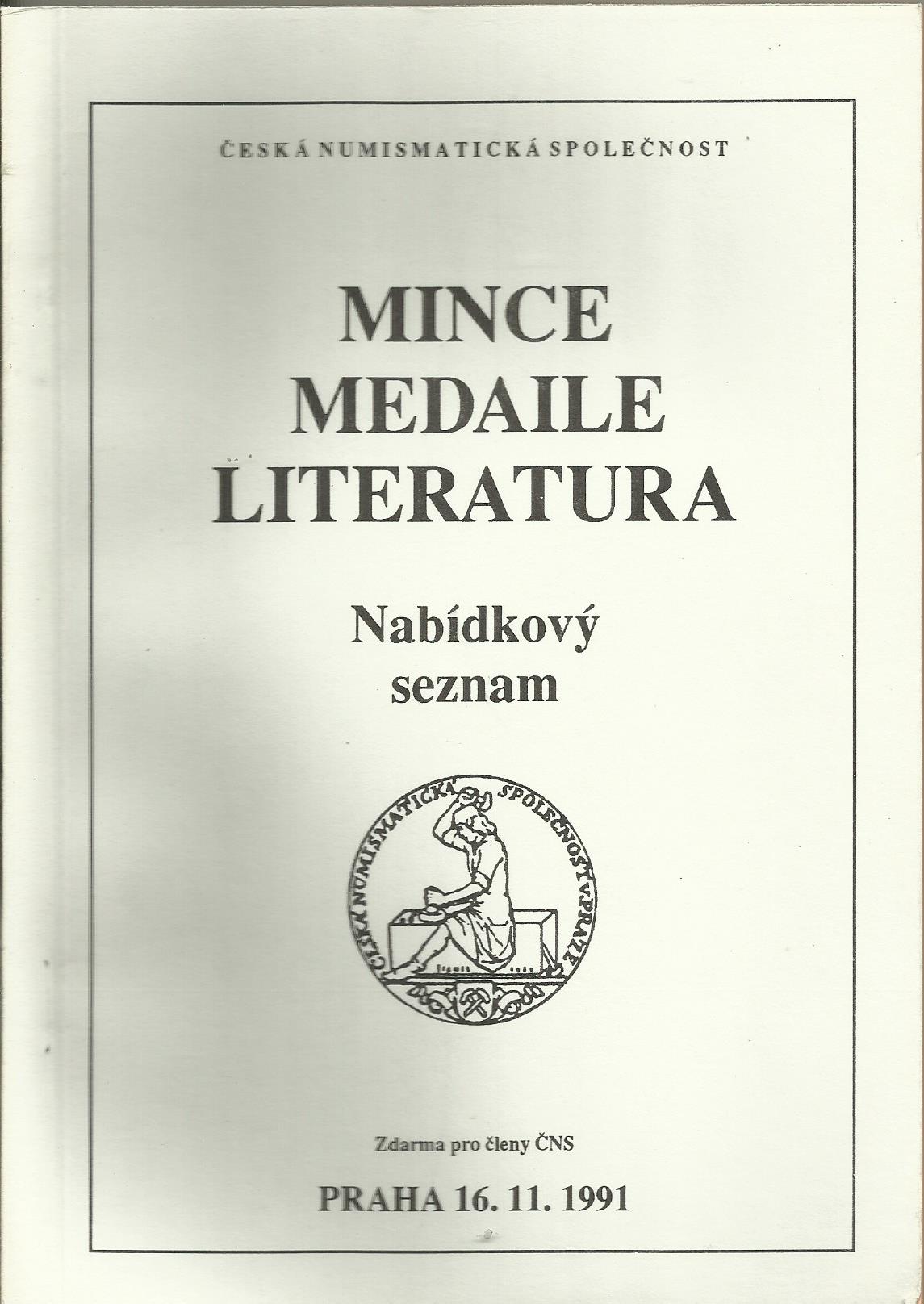 Mince, medaile, literatura - listopad 1991