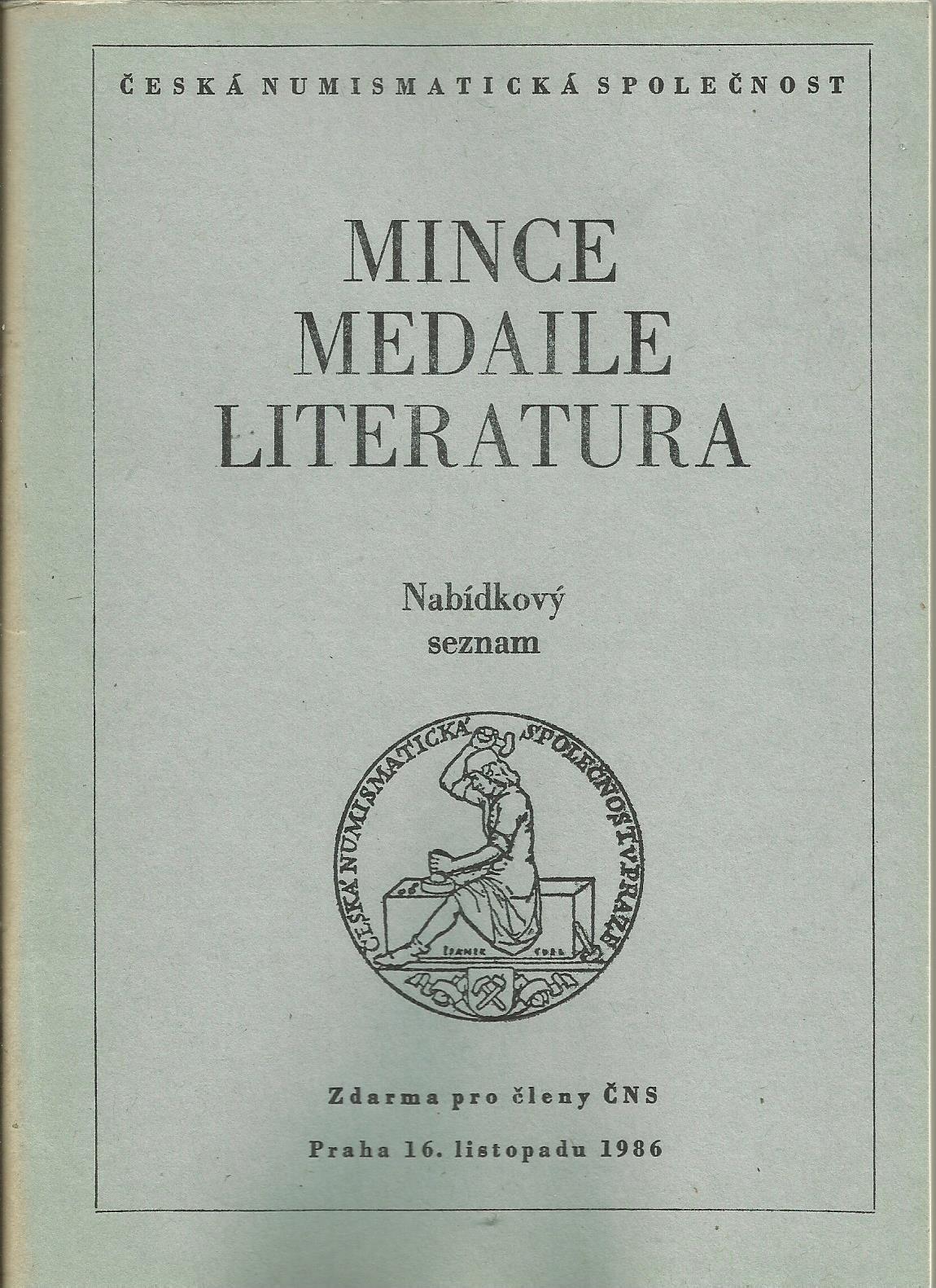 Mince, medaile, literatura - listopad 1986