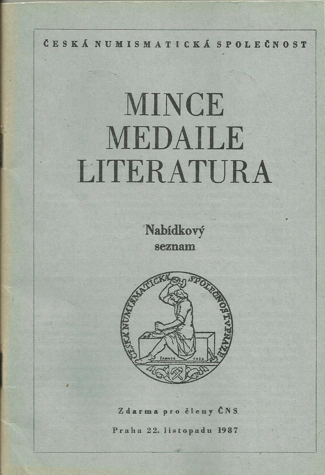 Mince, medaile, literatura - listopad 1987