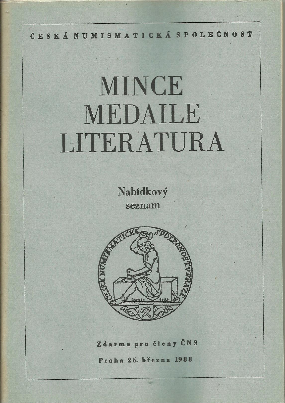 Mince, medaile, literatura - březen 1988