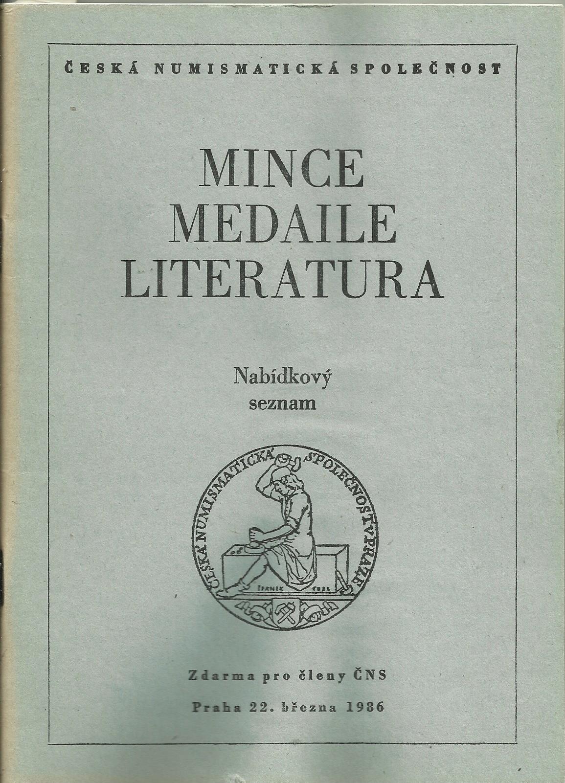 Mince, medaile, literatura - březen 1986