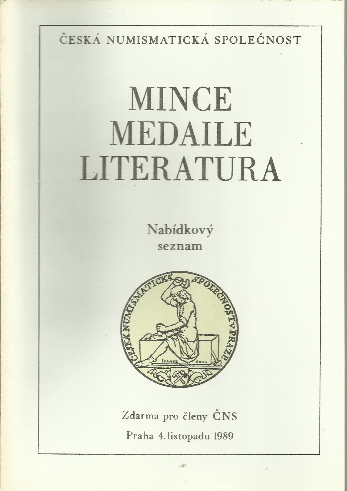 Mince, medaile, literatura - listopad 1989
