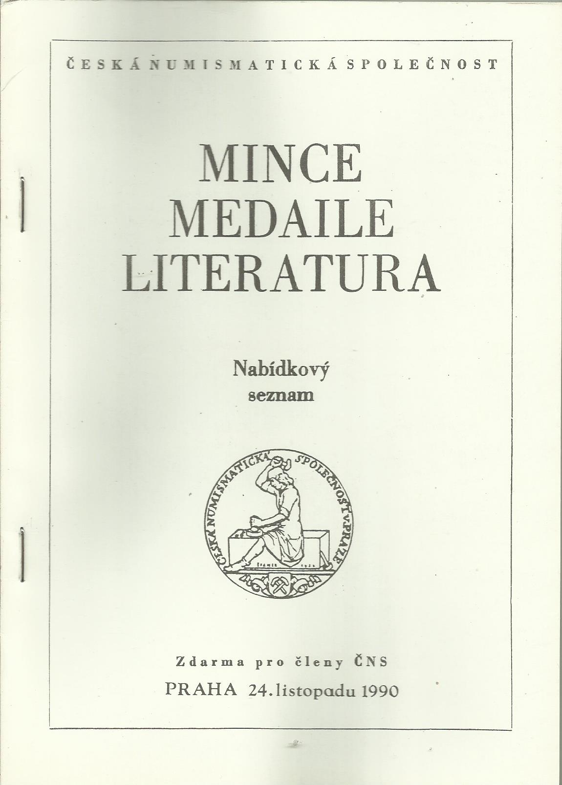 Mince, medaile, literatura - listopad 1990