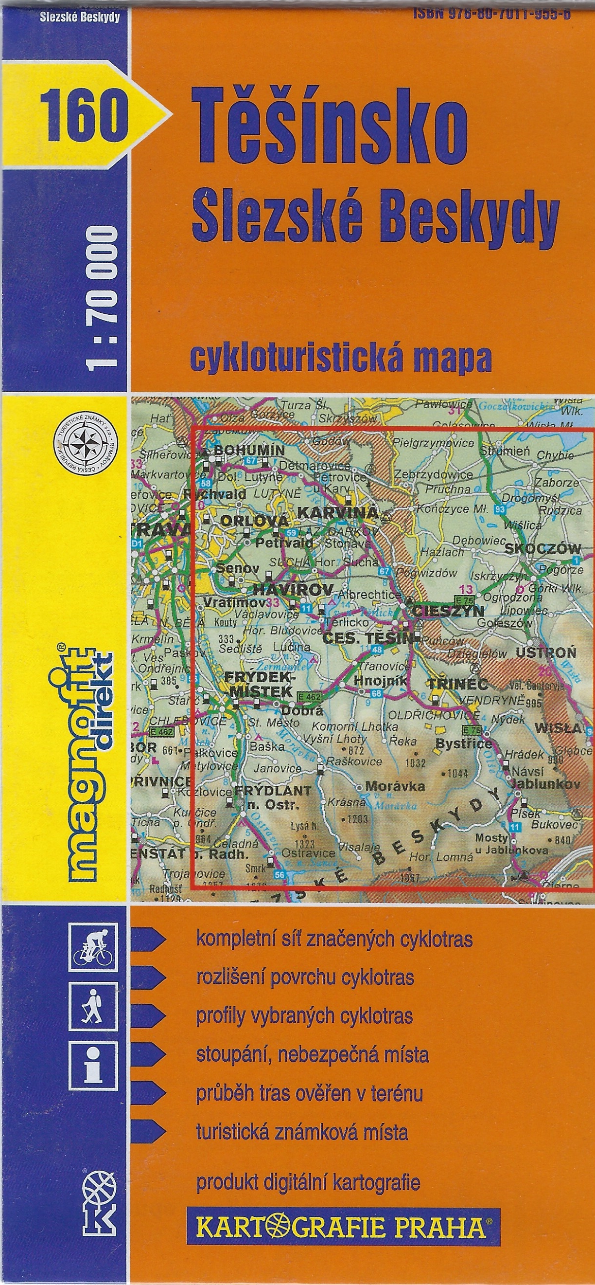 Cykloturistická mapa 160-Těšínsko, Slezské Beskydy - 1 : 70 000