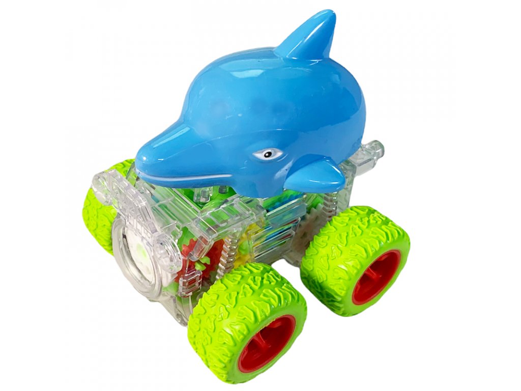 Delfín-Auto na setrvačník 9 cm - modrá