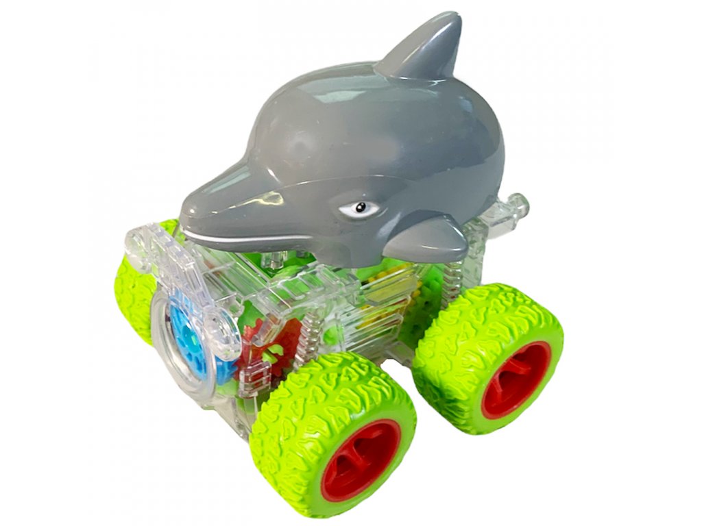 Delfín-Auto na setrvačník 9 cm - šedá