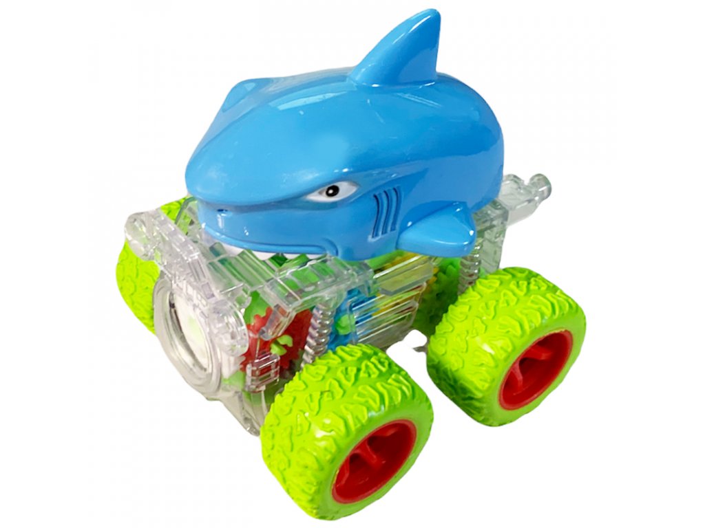 Žralok-Auto na setrvačník 9 cm - modrá