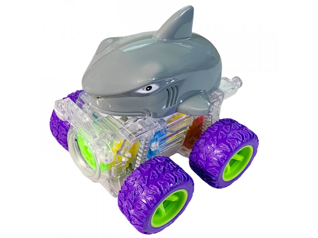 Žralok-Auto na setrvačník 9 cm - šedá
