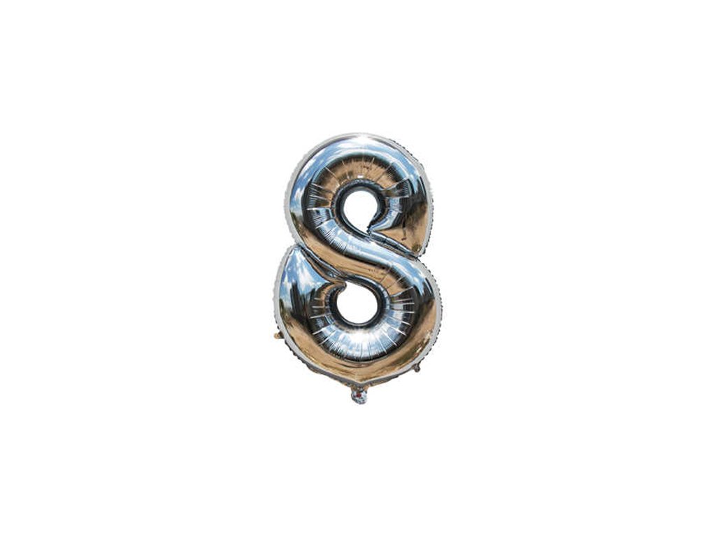 Fóliový balónek 82 cm-stříbrný číslo 8