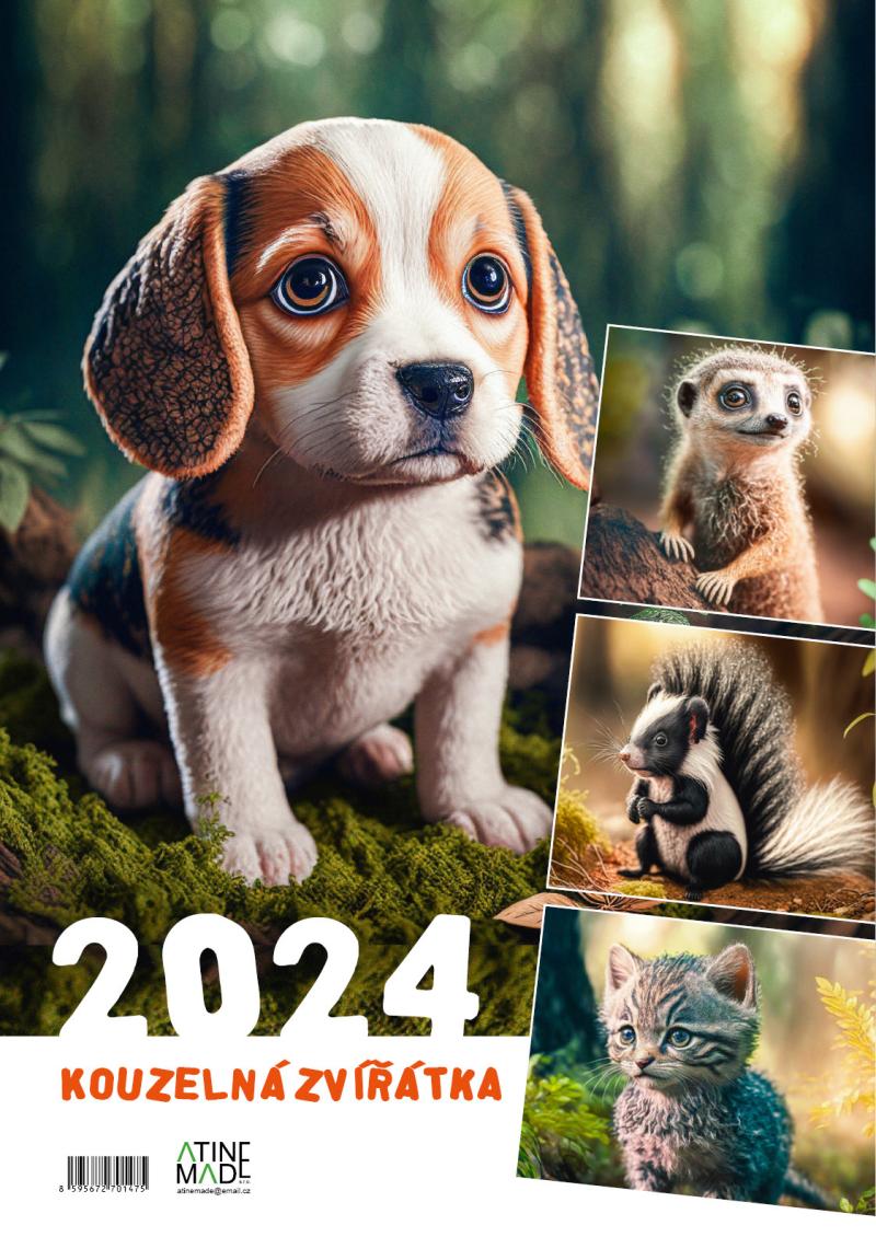 Kalendář 2024-Kouzelná zvířátka - nástěnný dvouměsíční